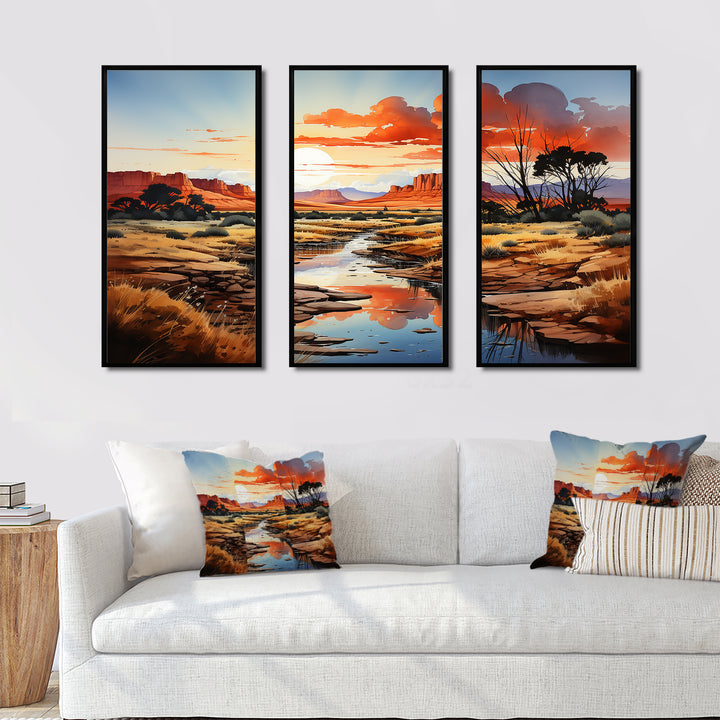 Native Art Ancestral Landscapes I - 3-Piece Canvas Wall Art