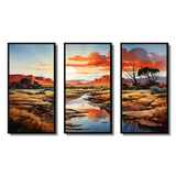 Native Art Ancestral Landscapes I - 3-Piece Canvas Wall Art