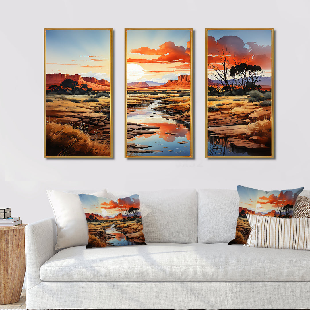 Native Art Ancestral Landscapes I - 3-Piece Canvas Wall Art