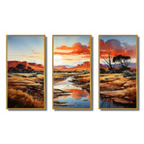 Native Art Ancestral Landscapes I - 3-Piece Canvas Wall Art