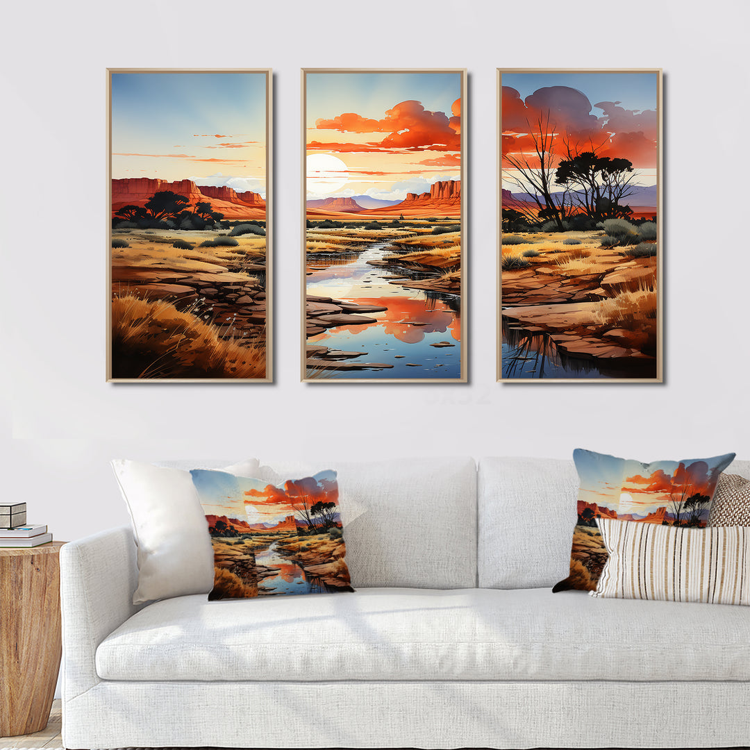 Native Art Ancestral Landscapes I - 3-Piece Canvas Wall Art