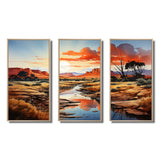 Native Art Ancestral Landscapes I - 3-Piece Canvas Wall Art