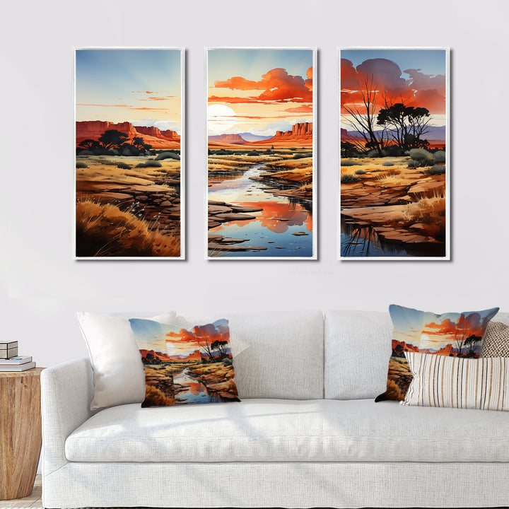 Native Art Ancestral Landscapes I - 3-Piece Canvas Wall Art