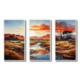 Native Art Ancestral Landscapes I - 3-Piece Canvas Wall Art