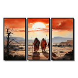 Native Art Guardians Of Prairies - 3-Piece Canvas Wall Art