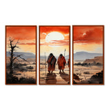 Native Art Guardians Of Prairies - 3-Piece Canvas Wall Art