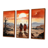 Native Art Guardians Of Prairies - 3-Piece Canvas Wall Art