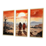 Native Art Guardians Of Prairies - 3-Piece Canvas Wall Art