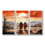 Native Art Guardians Of Prairies - 3-Piece Canvas Wall Art