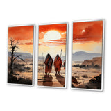 Native Art Guardians Of Prairies - 3-Piece Canvas Wall Art