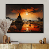 Orange Native Tipi Embracing Tradition II - People Canvas Wall Art