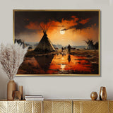 Orange Native Tipi Embracing Tradition II - People Canvas Wall Art