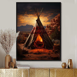 Orange Native Tipi Embracing Tradition I - People Canvas Wall Art