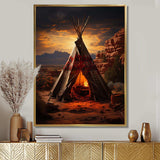 Orange Native Tipi Embracing Tradition I - People Canvas Wall Art