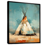 Turquoise Beige Native Tipi Whispers Of Spirit - People Canvas Wall Art