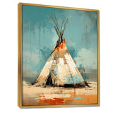 Turquoise Beige Native Tipi Whispers Of Spirit - People Canvas Wall Art