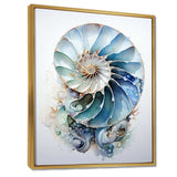 Nautilus Ocean Blue Sheels Symetry - Animals Canvas Wall Art