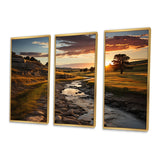 Yellow Green Nebraska Landscape Prairies - 3-Piece Canvas Wall Art