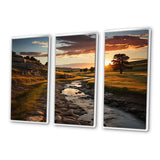 Yellow Green Nebraska Landscape Prairies - 3-Piece Canvas Wall Art