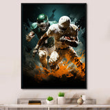 Yellow Football Colliding Energies - Football Canvas Wall Art