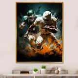 Yellow Football Colliding Energies - Football Canvas Wall Art