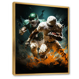 Yellow Football Colliding Energies - Football Canvas Wall Art