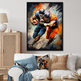 Orange Football Energetic Tackles - Football Canvas Wall Art