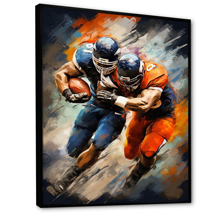 Orange Football Energetic Tackles - Football Canvas Wall Art