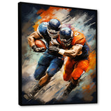 Orange Football Energetic Tackles - Football Canvas Wall Art