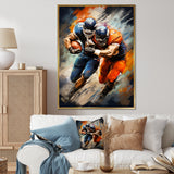 Orange Football Energetic Tackles - Football Canvas Wall Art