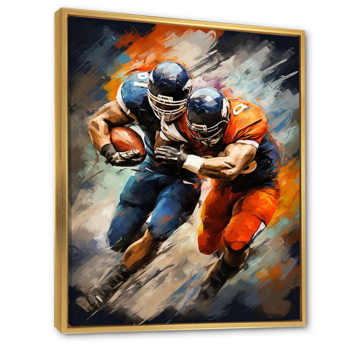 Orange Football Energetic Tackles - Football Canvas Wall Art