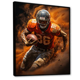 Orange Football Explosive Drives - Football Canvas Wall Art