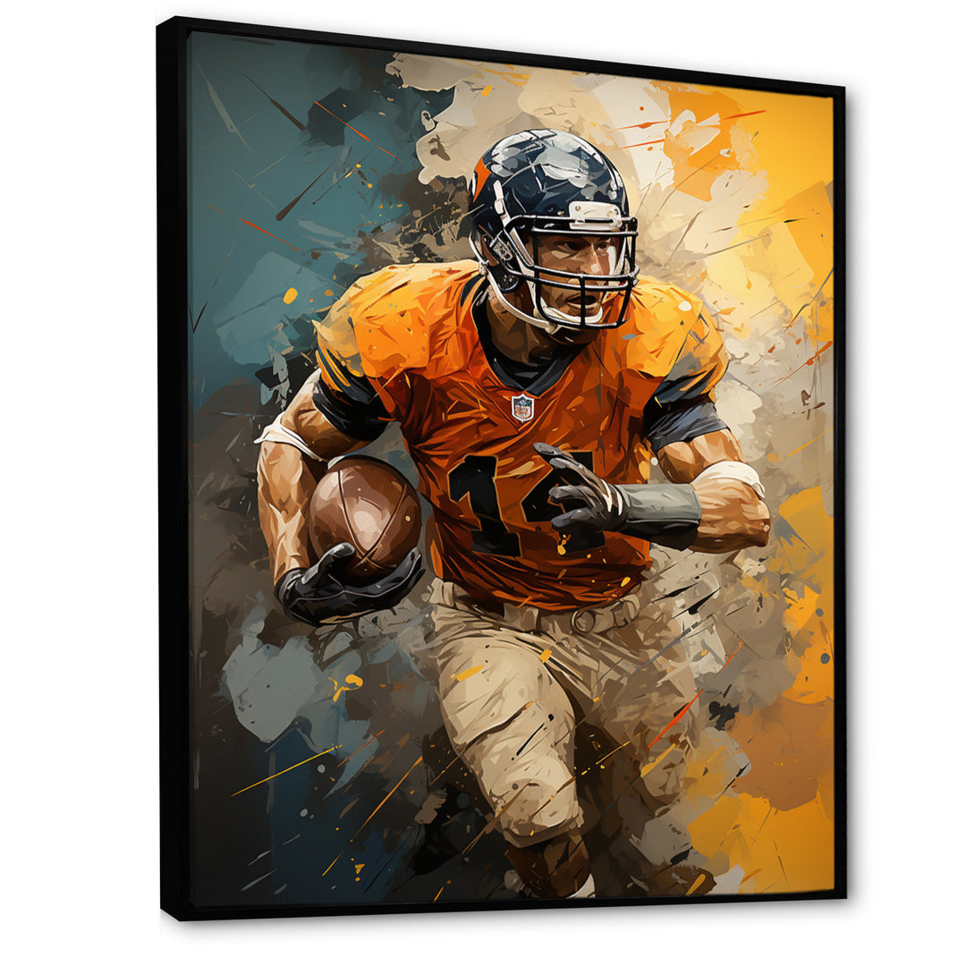Yellow Football Fragmented Plays - Football Canvas Wall Art
