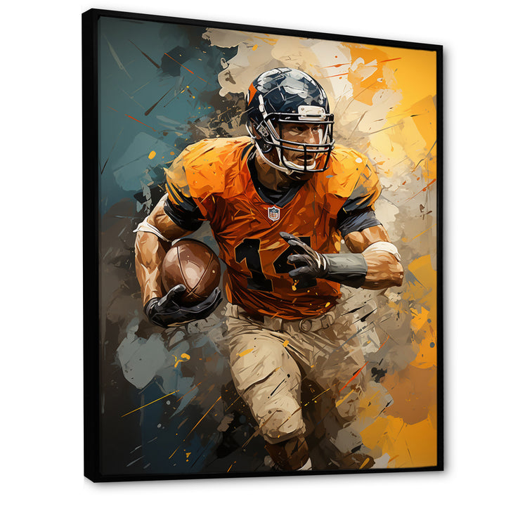 Yellow Football Fragmented Plays - Football Canvas Wall Art