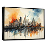 Colorful Nyc Cityscape Watercolor II - Cityscapes Canvas Wall Art