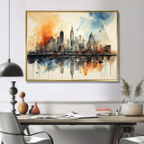 Colorful Nyc Cityscape Watercolor II - Cityscapes Canvas Wall Art