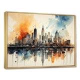 Colorful Nyc Cityscape Watercolor II - Cityscapes Canvas Wall Art