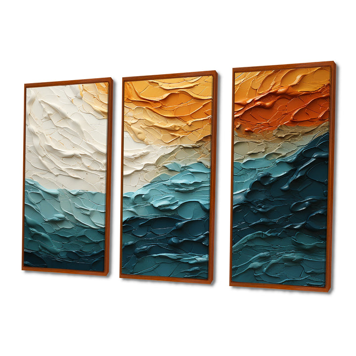 Teal Orange Ocean Coastal Essence Collage - Multi-Panel Canvas Prints