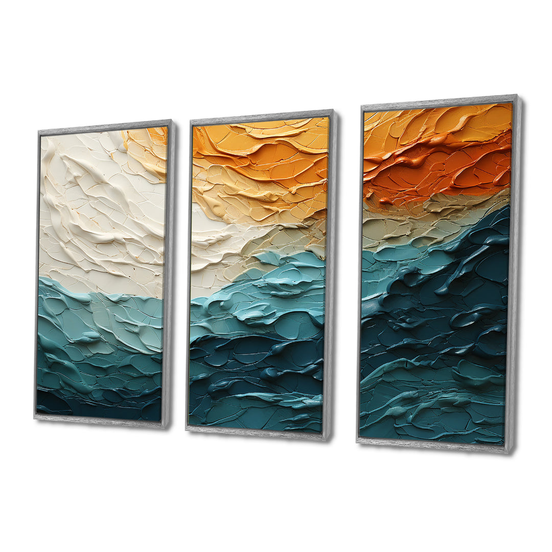 Teal Orange Ocean Coastal Essence Collage - Multi-Panel Canvas Prints