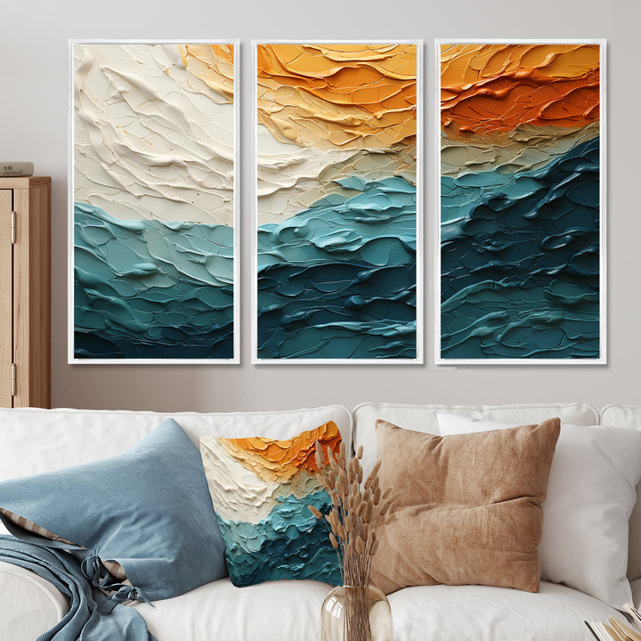 Teal Orange Ocean Coastal Essence Collage - Multi-Panel Canvas Prints