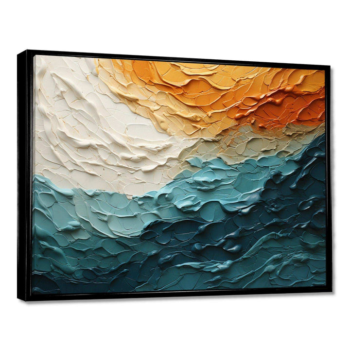 Teal Orange Ocean Coastal Essence Collage - Coastal Canvas Wall Art
