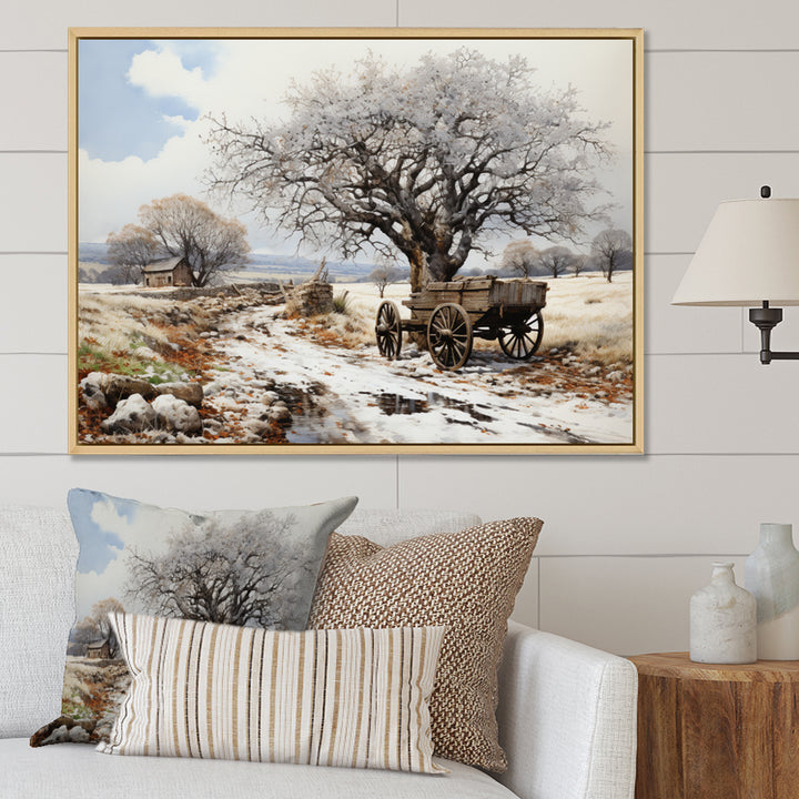 White Old Cart  Legacy - Old American Cart Canvas Wall Art