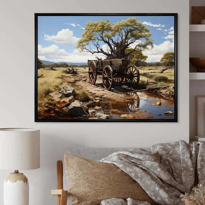 Green Old Cart  Whispers - Old American Cart Canvas Wall Art