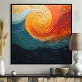 Teal Orange Op Art Rhythmic Illusion III - Abstract Canvas Wall Art