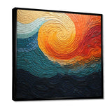 Teal Orange Op Art Rhythmic Illusion III - Abstract Canvas Wall Art