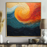 Teal Orange Op Art Rhythmic Illusion III - Abstract Canvas Wall Art