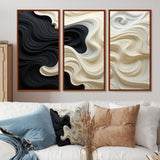Black White Opt Art Contrasting Waves - Multi-Panels