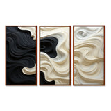 Black White Opt Art Contrasting Waves - Multi-Panels