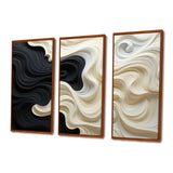 Black White Opt Art Contrasting Waves - Multi-Panels
