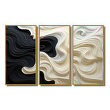 Black White Opt Art Contrasting Waves - Multi-Panels
